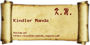 Kindler Manda névjegykártya
